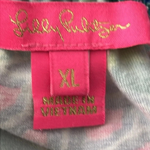 Lilly Pulitzer Lana Off-The-Shoulder Top Maldives Green Turtle Wave Size XLarge - Picture 12 of 15